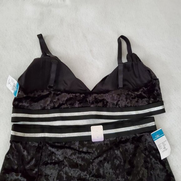 Panty & Bra Set 1X Black Velour Silver Trim Sexy rue21 - Picture 10 of 13